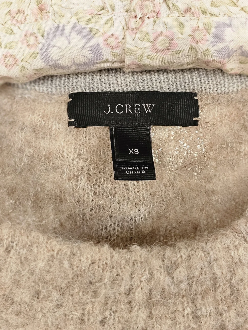 J. Crew Fuzzy Crewneck Sweater in Light Beige